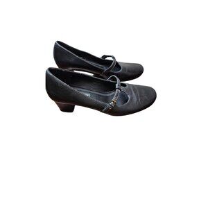 Ecco Black Leather Mary Jane Grunge Fary Whimsy Goth Heels Women's Size 38